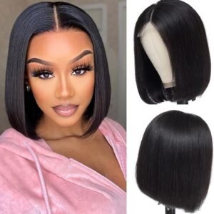 2x6 Bob Wig 12inches-  Natural Black 100% Human Hair