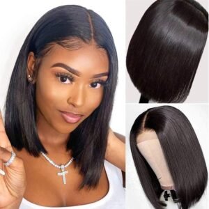 4x4 Bob Wig 14inches- Natural Black 100% Human Hair